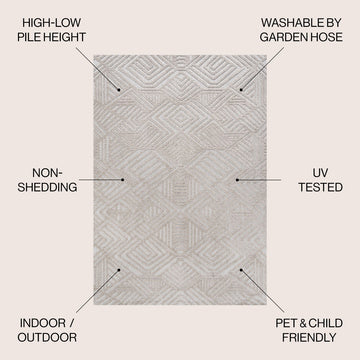 Jordan High-low Pile Art Deco Geometric Indoor/outdoor Area Rug